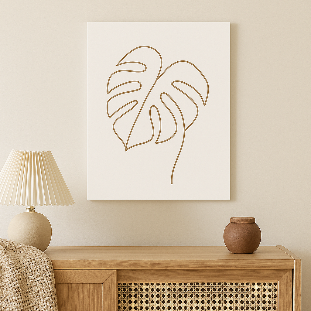 monstera touch – minimalist line art poster