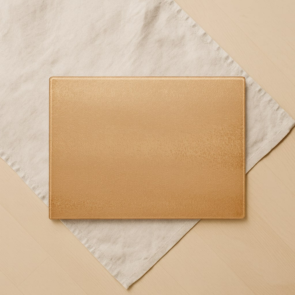 warm sand – textured glass cutting board
