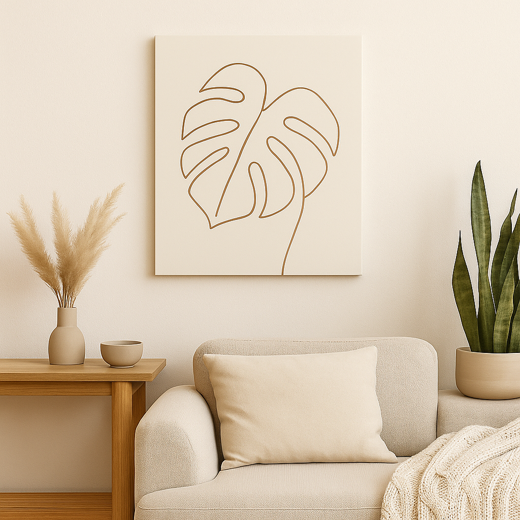 monstera touch – minimalist line art poster