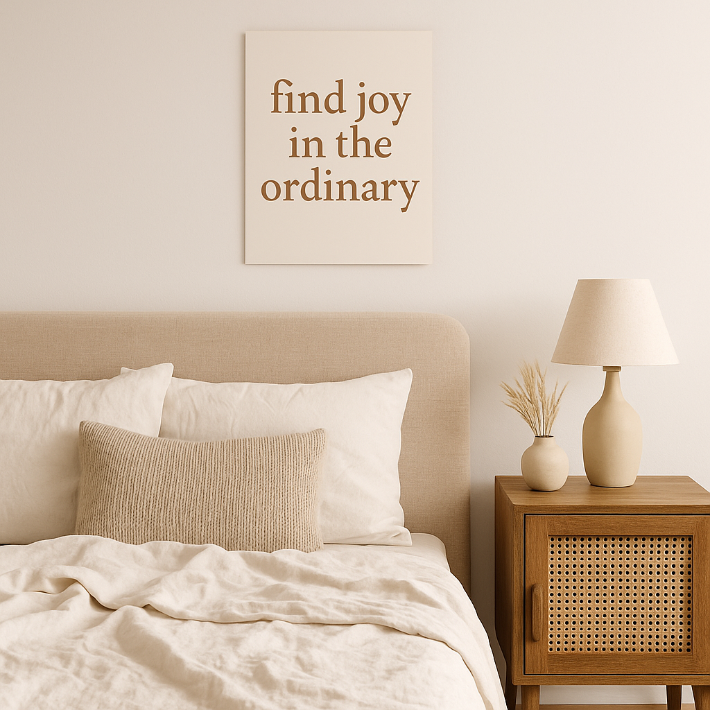 find joy in the ordinary – cozy quote poster