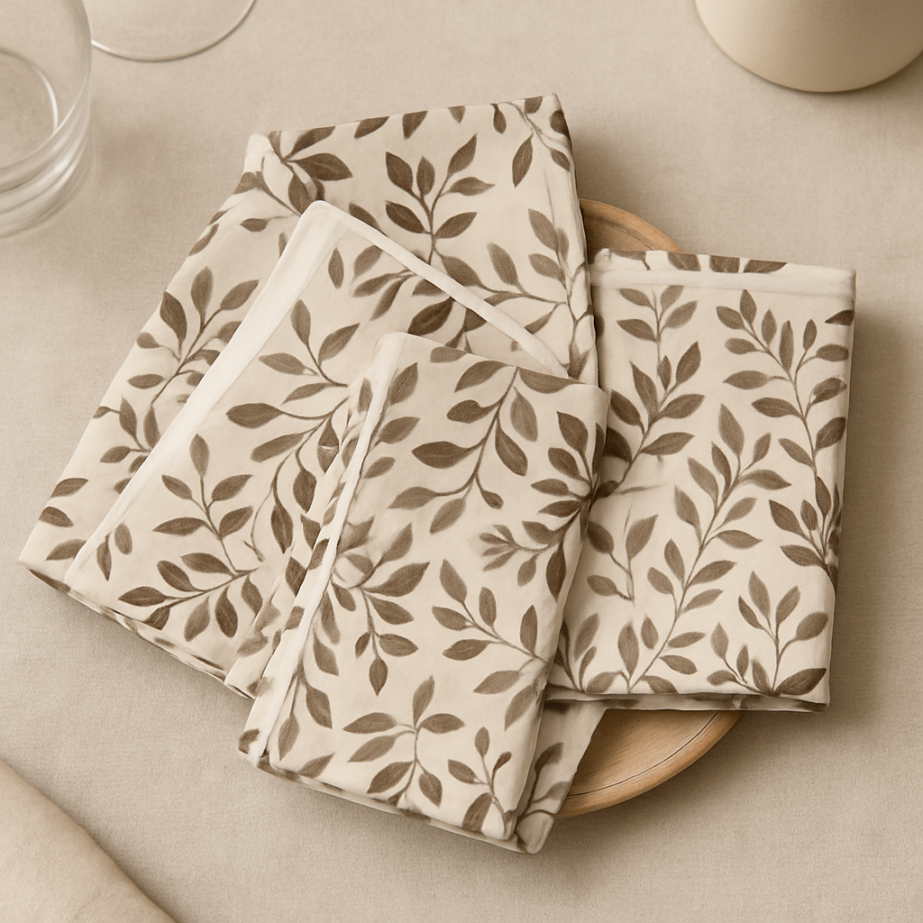 earthy leaves – cloth napkin set (4 pcs)