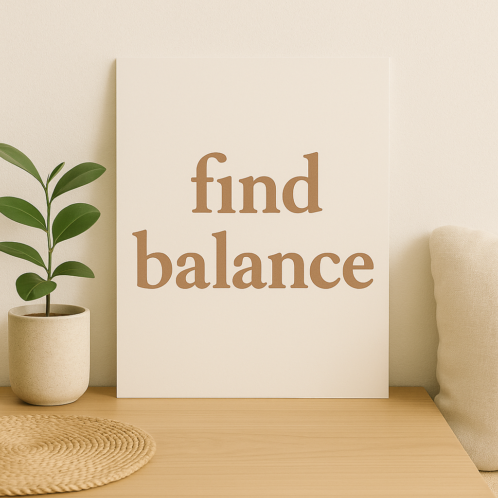 find balance – cozy quote poster