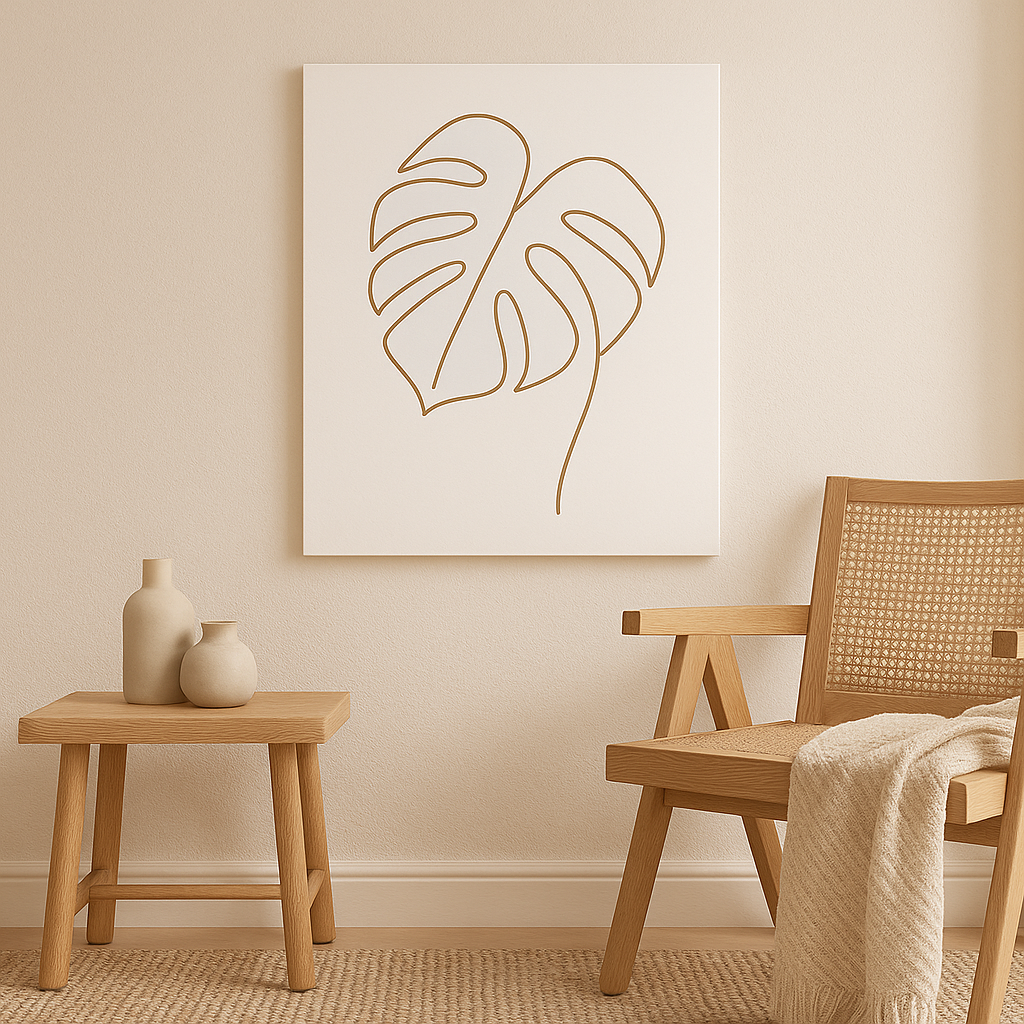 monstera touch – minimalist line art poster