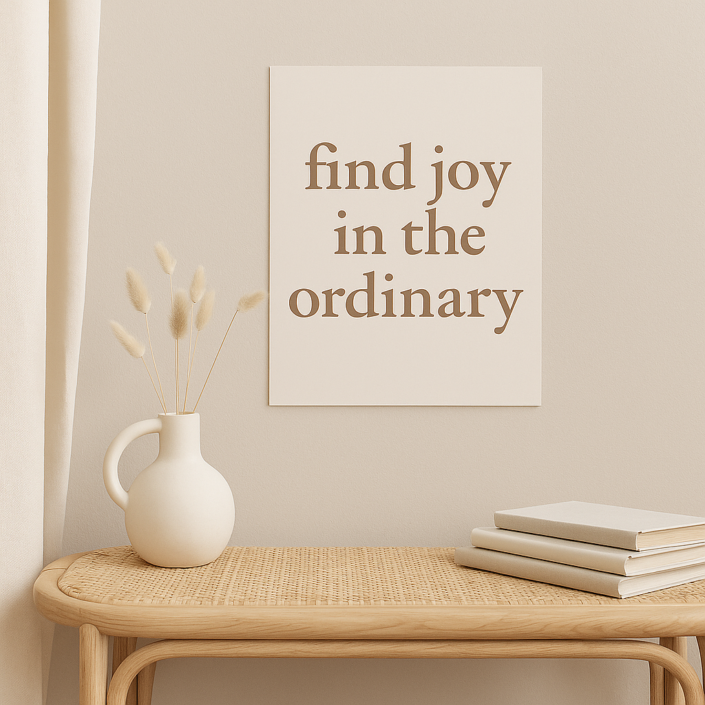 find joy in the ordinary – cozy quote poster