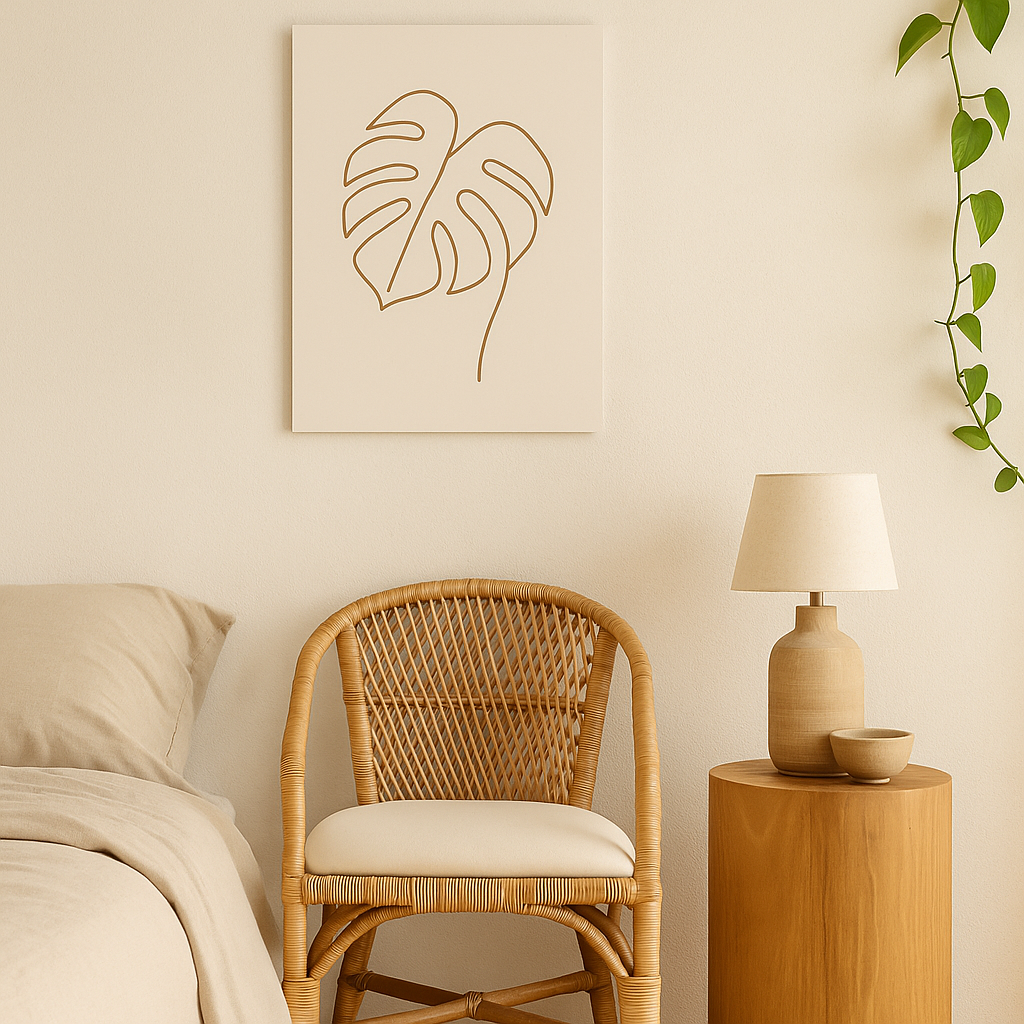 monstera touch – minimalist line art poster