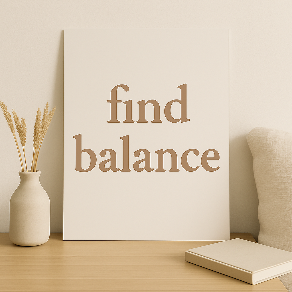 find balance – cozy quote poster