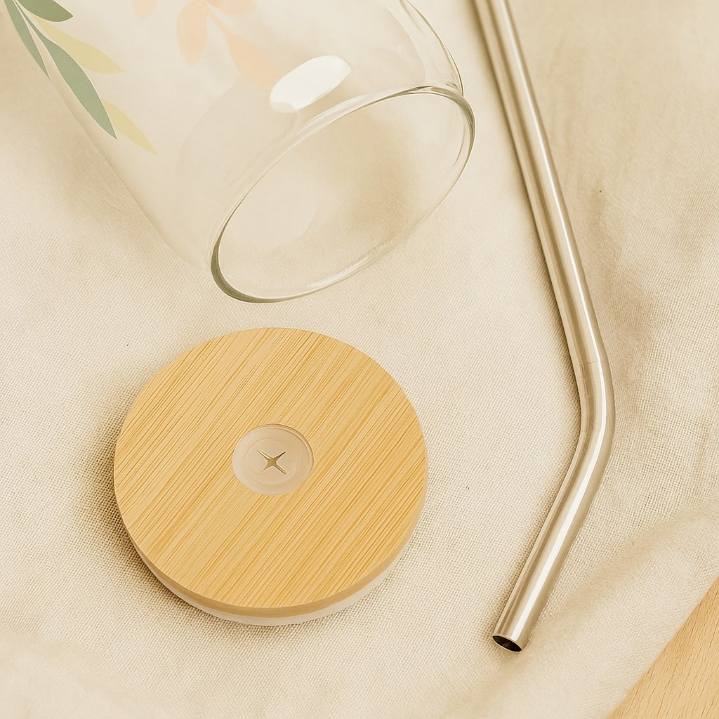 can-shaped glass with lid & straw – Premium Drinkware