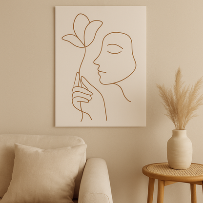 floral gaze – minimalist line art poster
