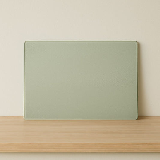 sage haze – textured glass cutting board