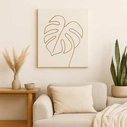monstera touch – minimalist line art poster