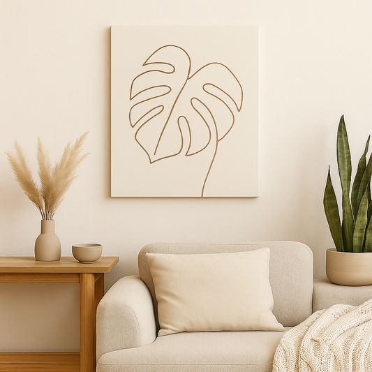 monstera touch – minimalist line art poster