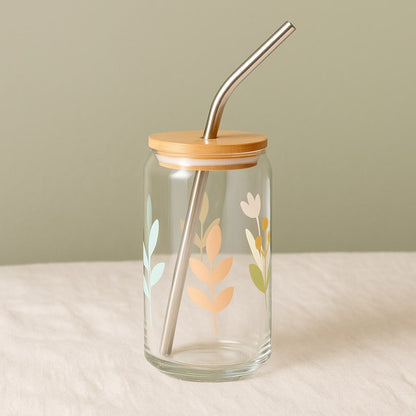 can-shaped glass with lid & straw – Premium Drinkware